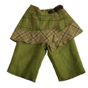 Catamini girls size 5 wool blend‎ green pink Plaid skirt leggings